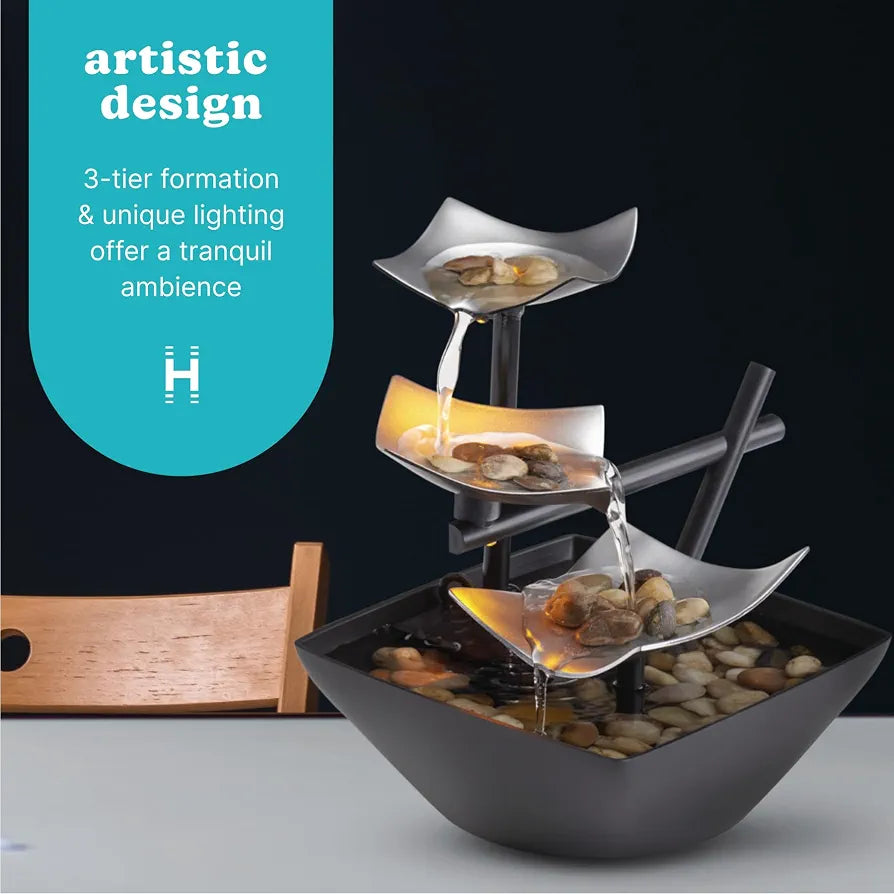 Homedics Tabletop Water Fountain, Home Décor Soothing Sound Machine