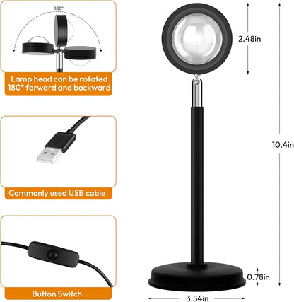 Tsrarey Sunset Lamp Projector,180 Degree Rotation Sun Projection Light