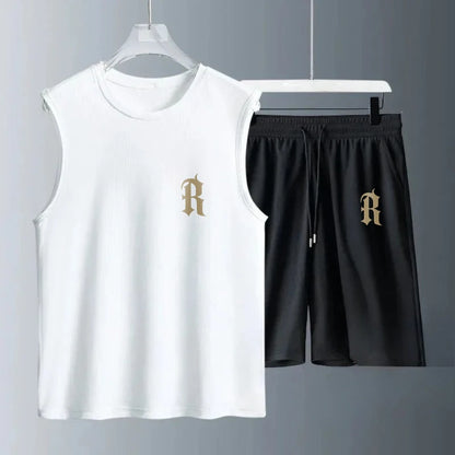 Men's Tank Top Sets 2026 Summer Quick drying beach seaside clothing set sports Sportswear  Breathable oversize running