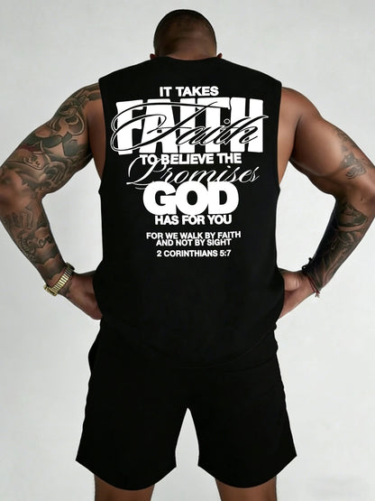 Men's Printed Sleeveless Tank Top and Shorts Set: Casual, Sports, and Leisure Summer Outfits