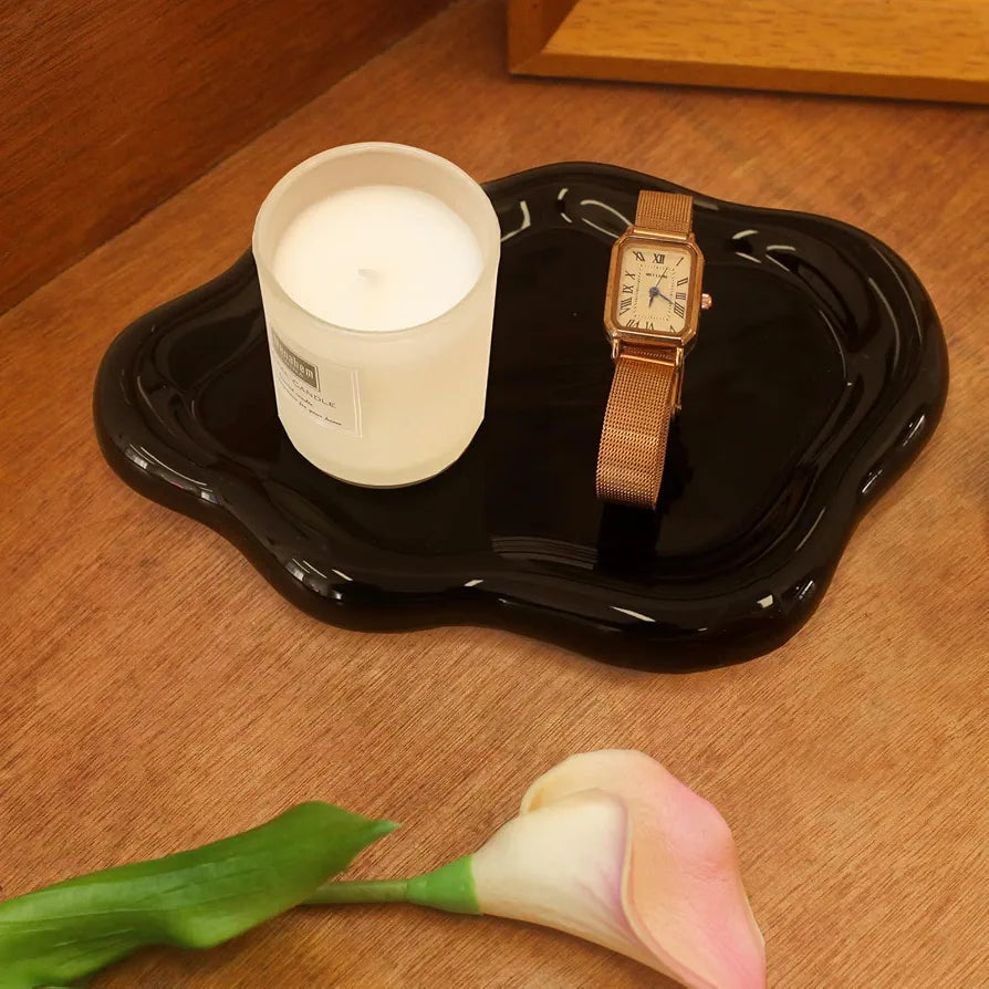 CCINPPY Ceramic Cloud Jewelry Tray Trinket Dish Key Bowl Nightstand Decor