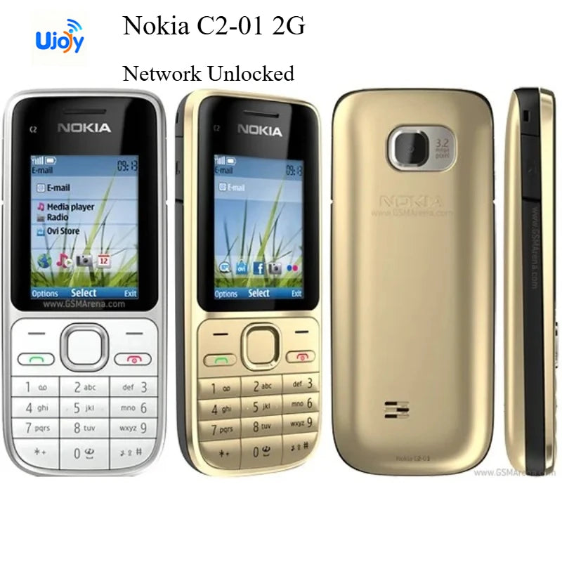 Nokia C2-01 Network Unlocked Mobile Phone 3.15MP Camera 3G  Multi Language Russian Arabic Hebrew Keypad Basic Cellphone